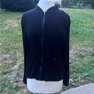LISA INTERNATIONAL WOMENS XL LIGHTWEIGHT BLACK SCRUNCH ZIP UP JACKET